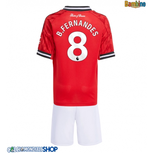 Maglie da calcio Manchester United Bruno Fernandes #8 Prima Maglia Bambino 2025-26 Manica Corta + Pantaloni corti)